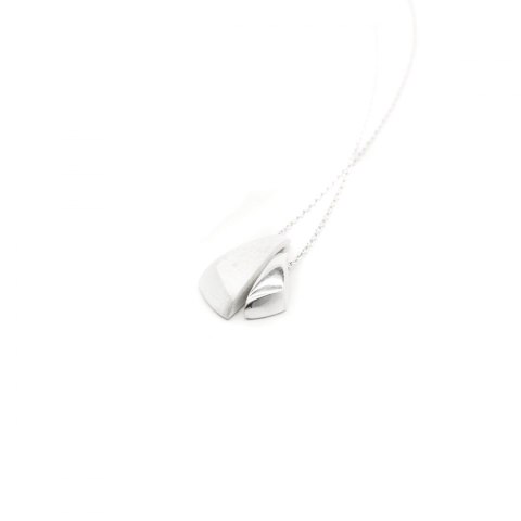 BLOW double / glossy and satin silver necklace