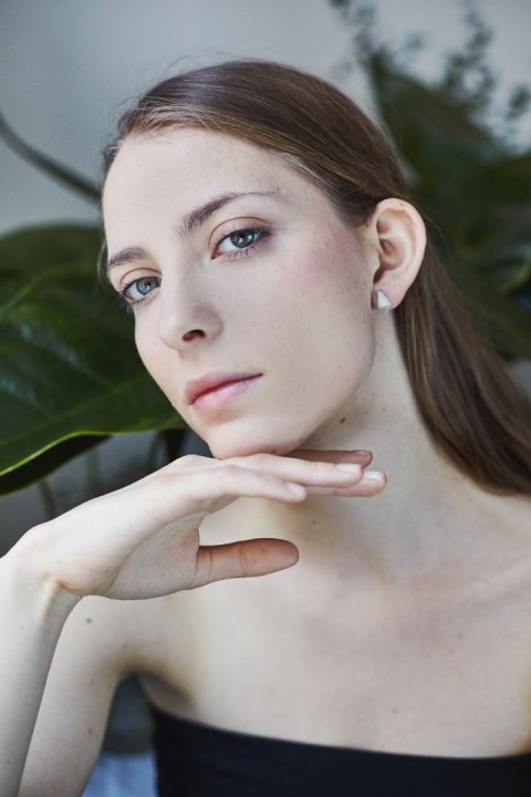 GEOMMETRY / satin silver earrings