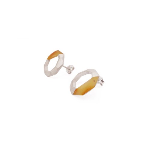 Label Amber - satin silver earrings