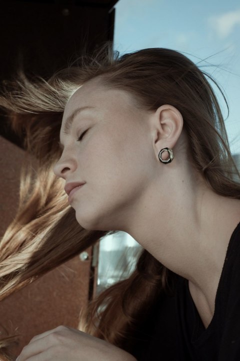 Label BLACK - silver earrings with black resin