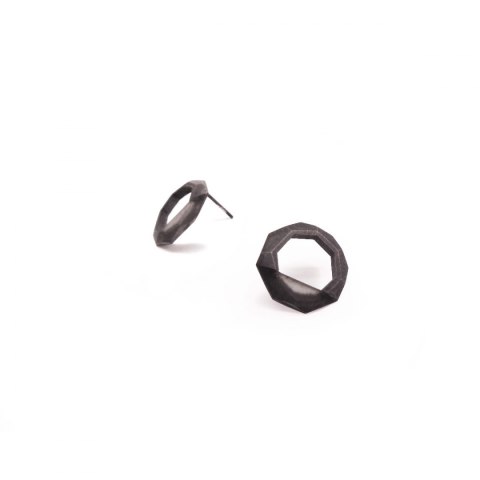 Label BLACK - silver earrings with black resin