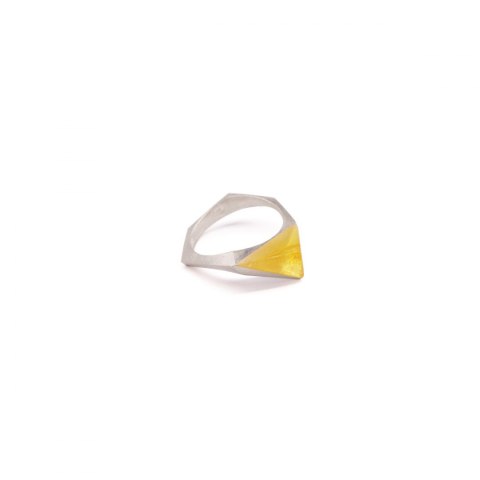 ONE AMBER EDGE Classic / SATIN SILVER RING