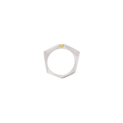 Geommetry GEMstone / SATIN SILVER RING