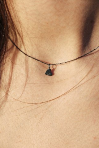 LANE little heart / black silver necklace