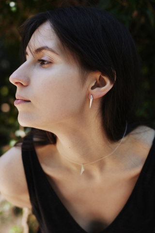 ONE EDGE long / satin SILVER earrings