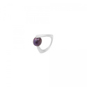 PEARL ring / satin silver with black pearl