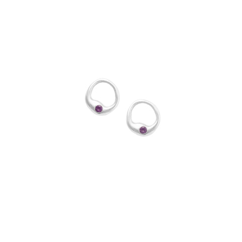 SMOOTH GEMstone circle / silver earrings