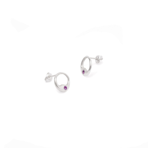 SMOOTH GEMstone circle / silver earrings