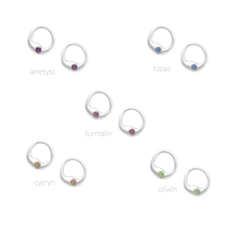 SMOOTH GEMstone circle / silver earrings