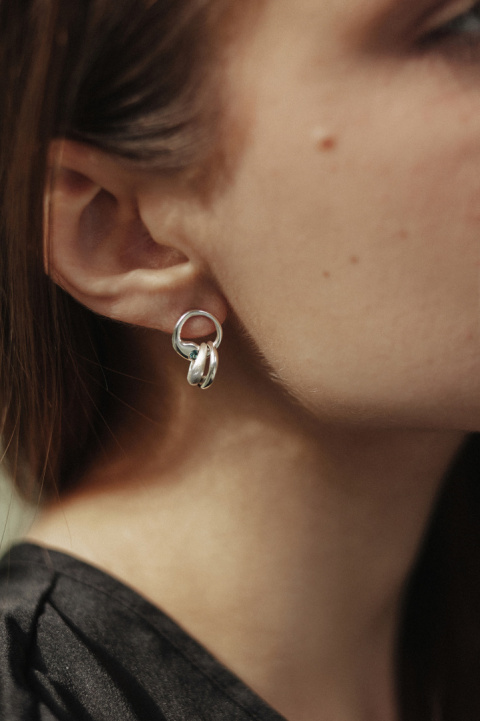 SMOOTH GEMstone long / silver earrings