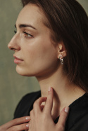SMOOTH GEMstone long / silver earrings