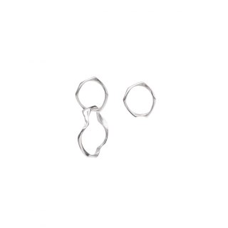 WAVES Circle asymmetrical / silver earrings