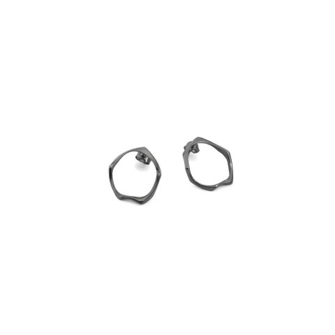 WAVES Circle / black silver earrings