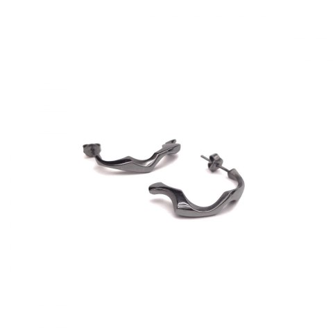 WAVES Semicircle / black silver earrings