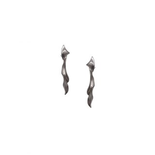 WAVES Straight / BLACK silver earrings