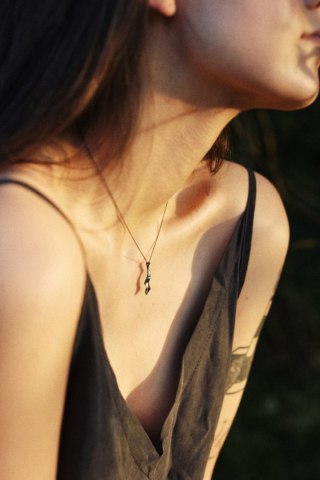 WAVES long / black silver necklace