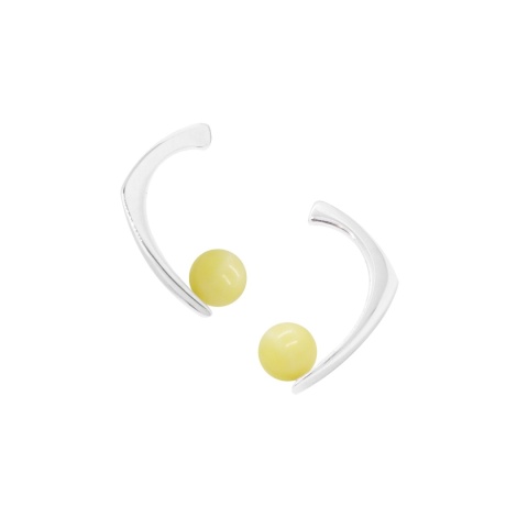 Amber as a Pearl / silver earrings with Amber