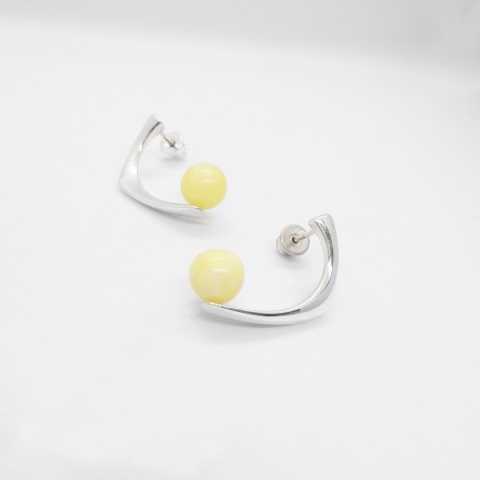Amber as a Pearl / silver earrings with Amber