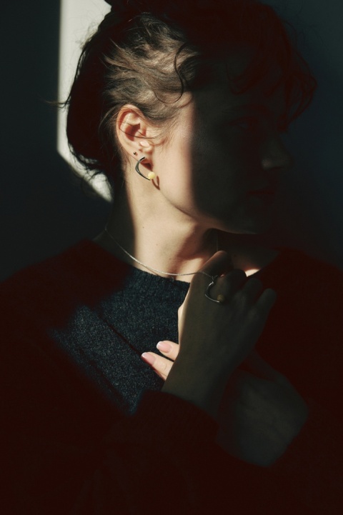 Amber as a Pearl / silver earrings with Amber