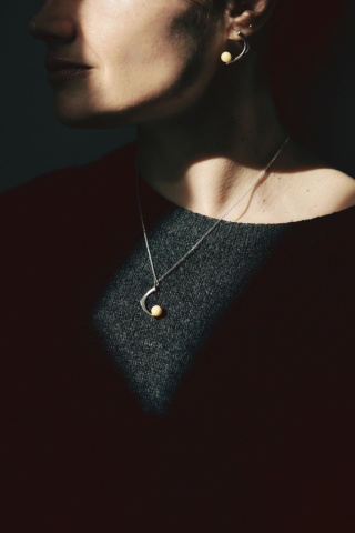Amber as a Pearl / silver necklace with Amber