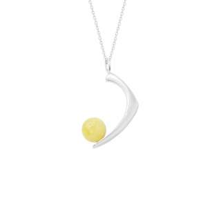 Amber as a Pearl / silver necklace with Amber