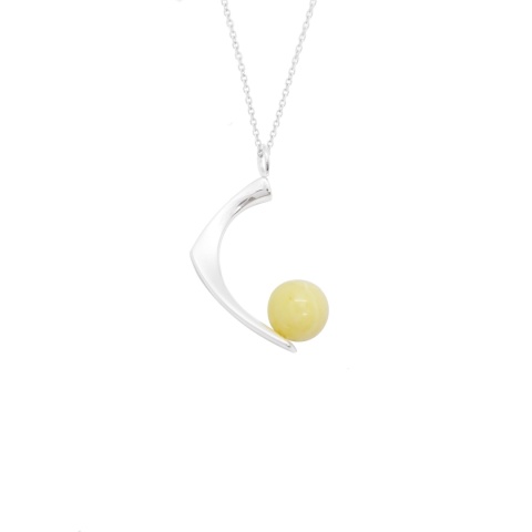 Amber as a Pearl / silver necklace with Amber