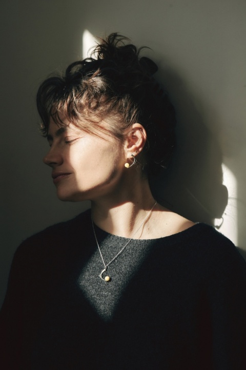 Amber as a Pearl / silver necklace with Amber