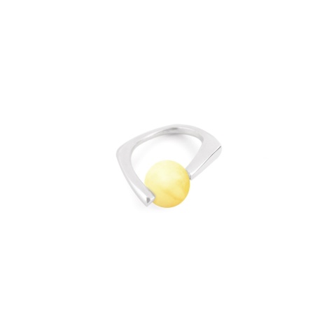 Amber as a Pearl / silver ring with Amber