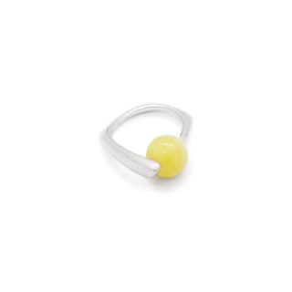 Amber as a Pearl / silver ring with Amber