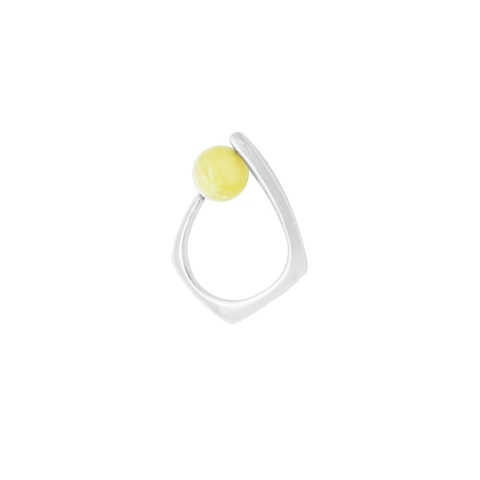 Amber as a Pearl / silver ring with Amber