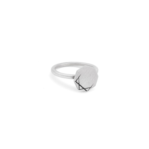 LABEL/ SATIN SILVER RING