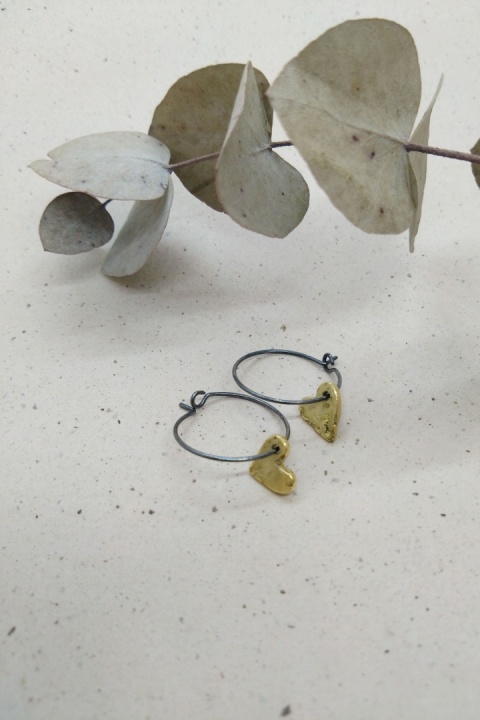 LANE little heart / recycled brass earrings