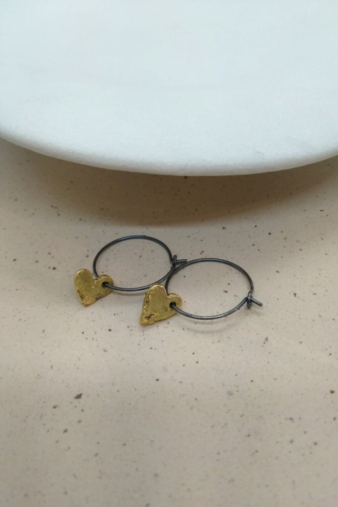 LANE little heart / recycled brass earrings