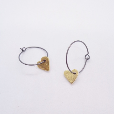 LANE little heart / recycled brass earrings