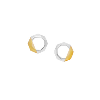 Label Amber - glossy silver earrings