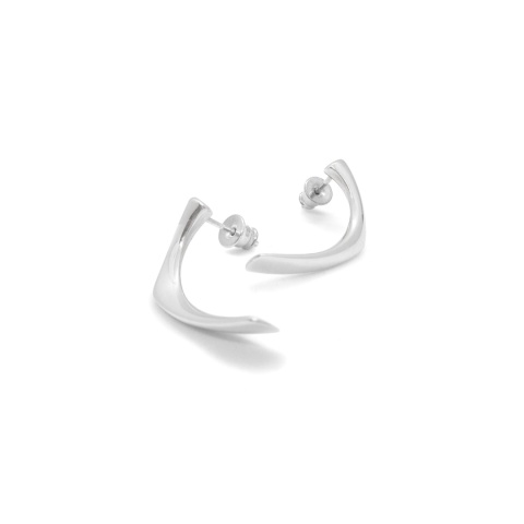 PEARL empty / glossy silver earrings