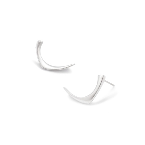 PEARL empty / glossy silver earrings