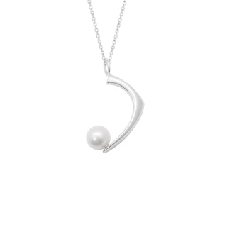 PEARL / glossy silver necklace with white pearl