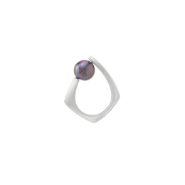 PEARL ring / satin silver with black pearl
