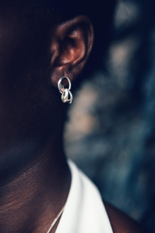 SMOOTH GEMstone long / silver earrings