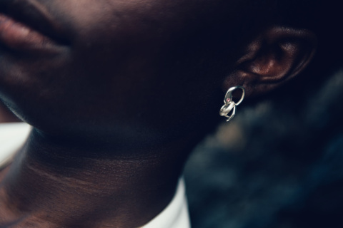 SMOOTH GEMstone long / silver earrings