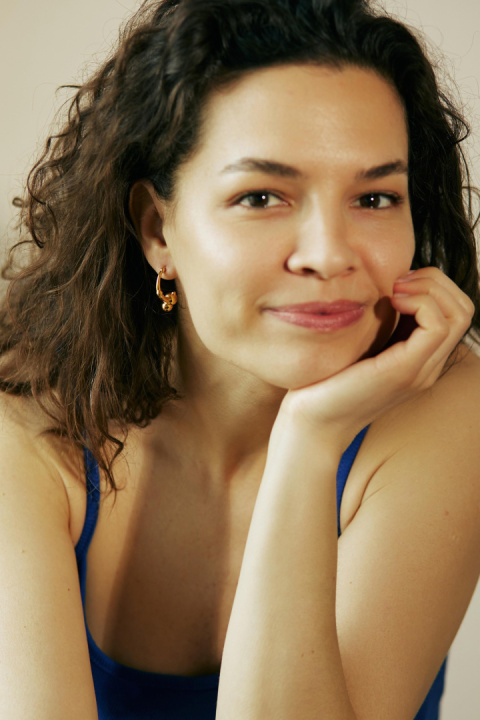 SPHERE semi / gold earrings