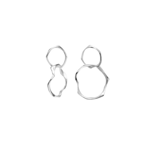 WAVES Circle BIG / silver earrings