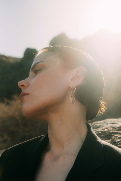 WAVES Circle BIG / silver earrings