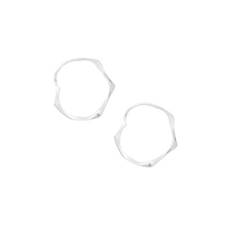 WAVES singe BIG Circle / silver earrings