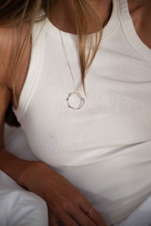 WAVES single BIG Circle / silver necklace